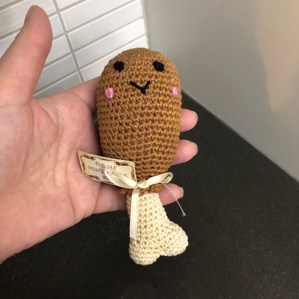 NWT Crochet drumstick dog toy - organic cotton